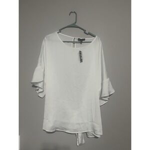 NWT  Limited 3/4 Sleeve  White Colored Top  With A Tie Back 1X